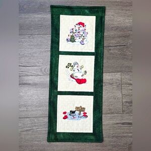 Handmade Embroidered Snowman Banner Flag Holiday Winter Christmas Decor Cabin